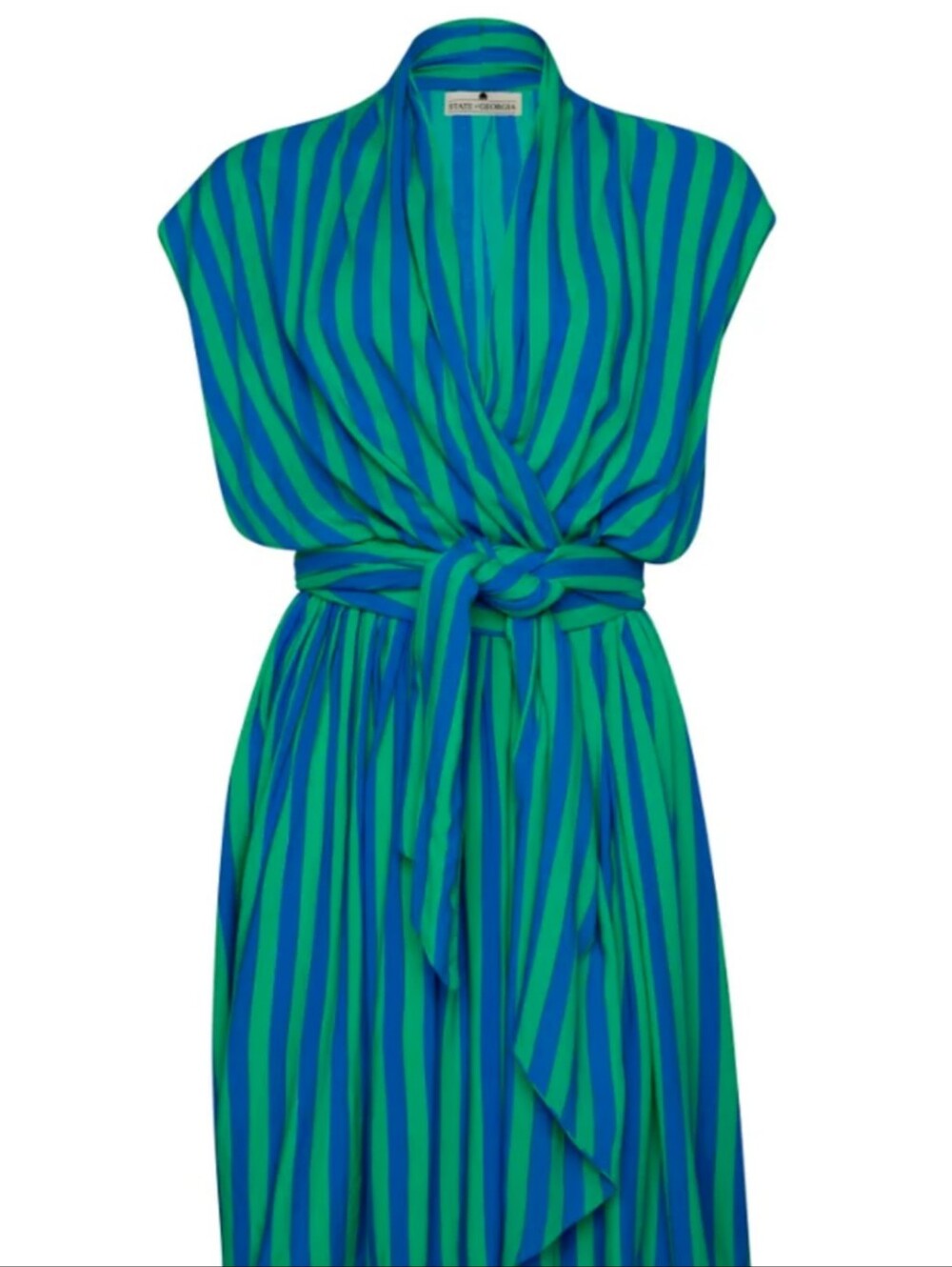 State of Georgia The Point Dress Short (Whippy Stripe Green & Blue)